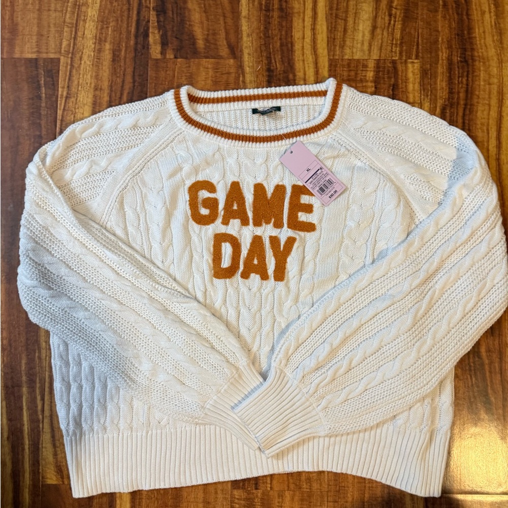 Wild Fable White and Orange Game Day Sweater